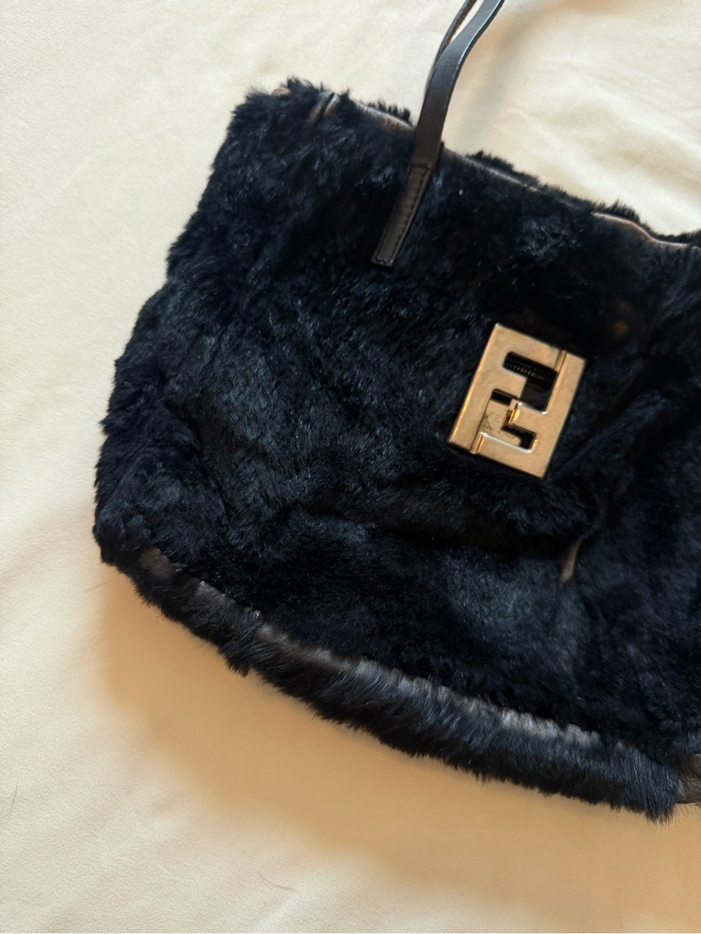 FENDI | Black Small Tote Bag with Silver Logo - Picture 5 of 11